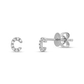 0.06ct 14k White Gold Diamond "C" Stud Earring